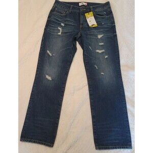 CAbi Cotton Denim Scenic Route 100% Boyfriend Distressed Jeans Size 6 wide leg
